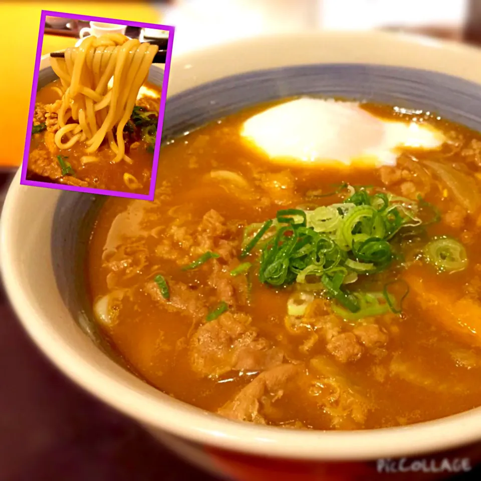 ★夕飯！牛カレーうどん😋半熟たまごトッピング😁@和食さと・・・昨日に続き😅|しんやさん