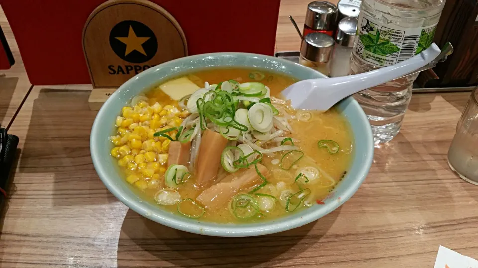 Corn and butter ramen in miso soup. At New Chitose Airport. 2015.08.29 Last meal in Hokkaido.|秋平さん