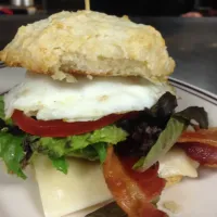 Biscuit BLT with a Fried egg