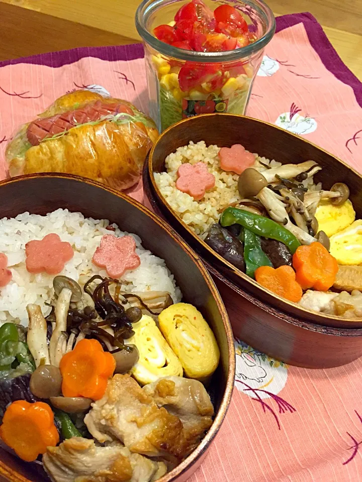 わっぱ弁当🍱
卵焼き
しめじと塩昆布のポン酢和え
鶏肉の塩レモン炒め
なすとピーマンの味噌炒め
人参グラッセ      fishソーセージ
ジャーサラダ
        (きゃべつ・人参・コーン・トマト)
ロールサンド|ひななぎさん