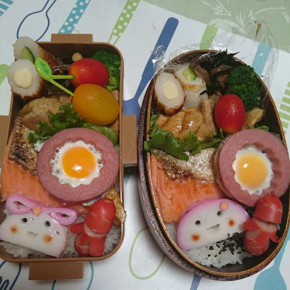 Snapdishの料理写真:9月1日(火)　高校生女子&オレ弁当|クッキングおやぢさん