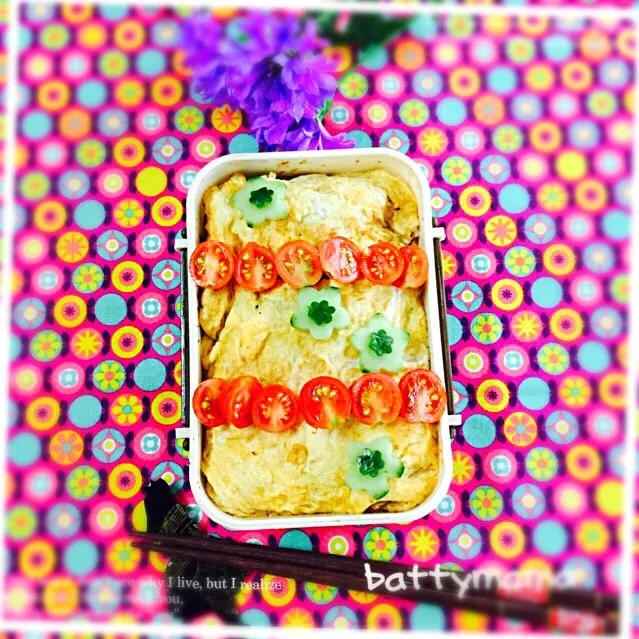 Snapdishの料理写真:オムじゃんじゃん弁当〜♡battymamaの節約しても美味しいお弁当♡|ばってぃーまま＠♪さん