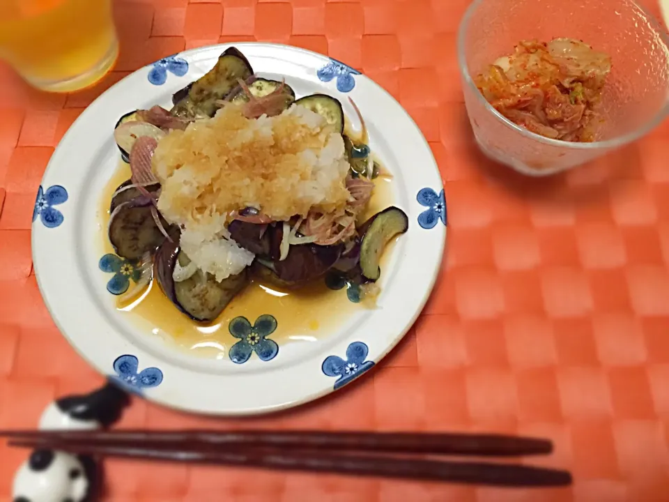 夜食 なすのみぞれ和え|きっちんさん