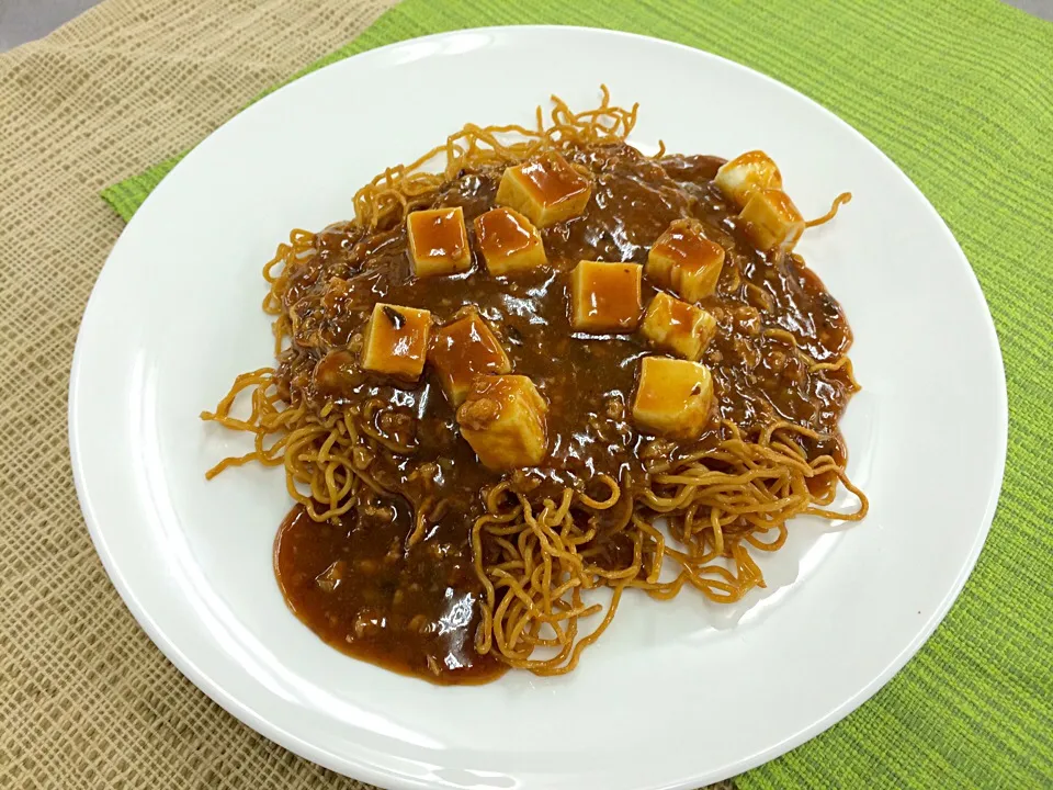 麻婆かまぼこお豆腐焼きそば！|だおっちさん