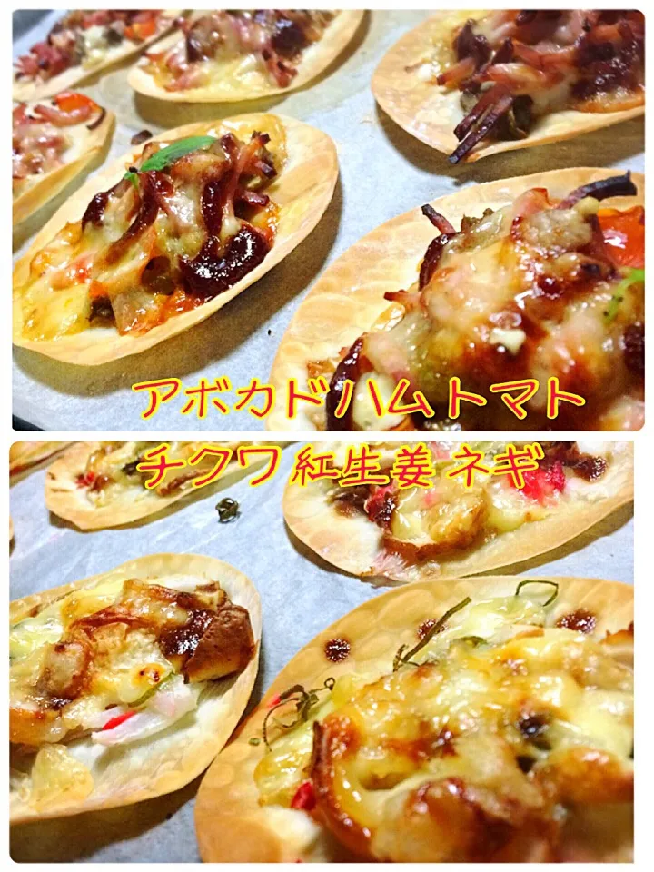 Snapdishの料理写真:Cedro🍋さんの料理 餃子の皮で簡単プチピザ♡ やると思った！お好み焼き風味😁|佐野未起さん