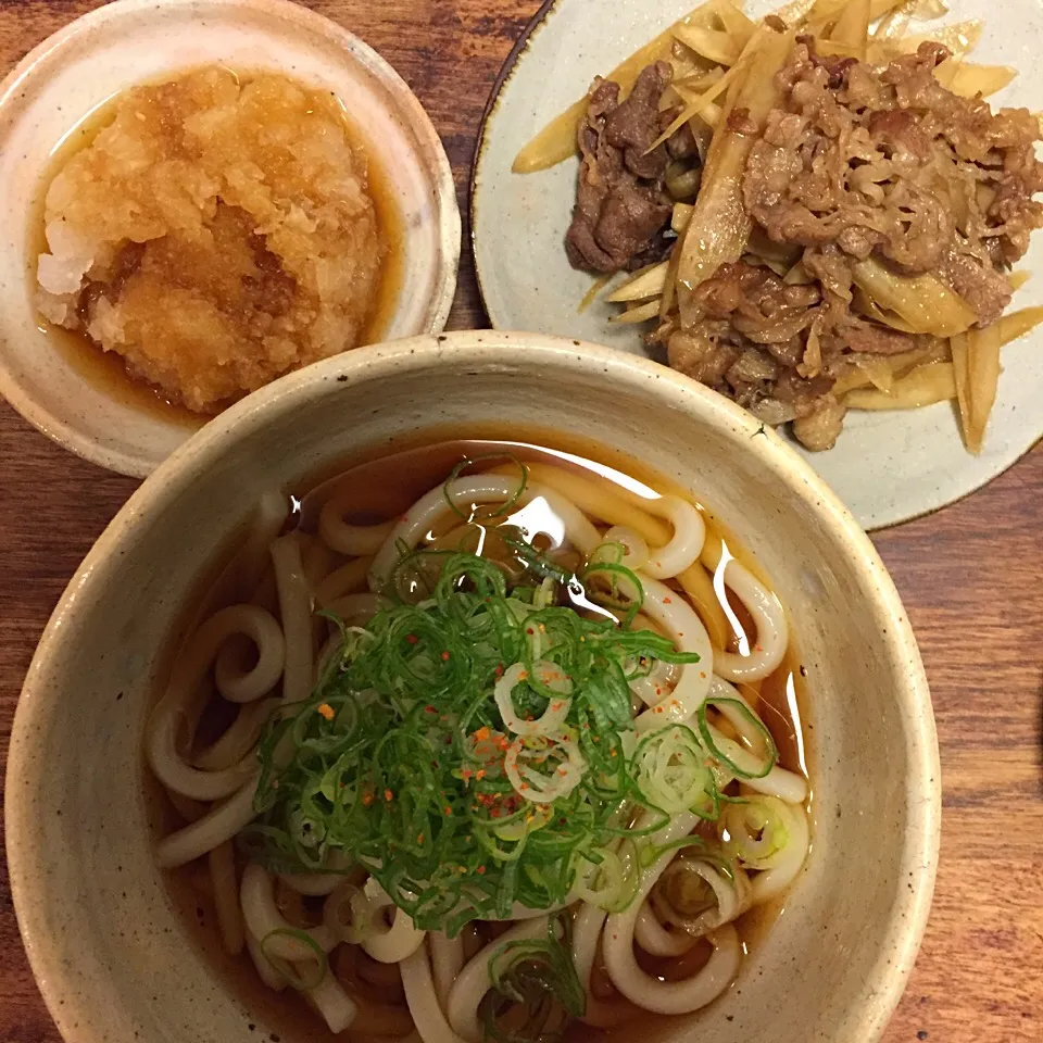 おろし肉ごぼうぶっかけうどん|sleepfishさん