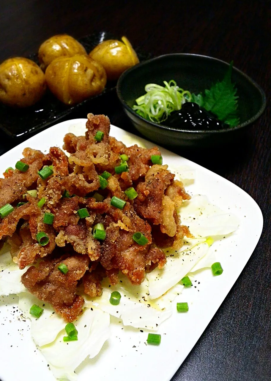 ごま油香る～豚塩唐揚げ！の晩御飯|こもず♪さん