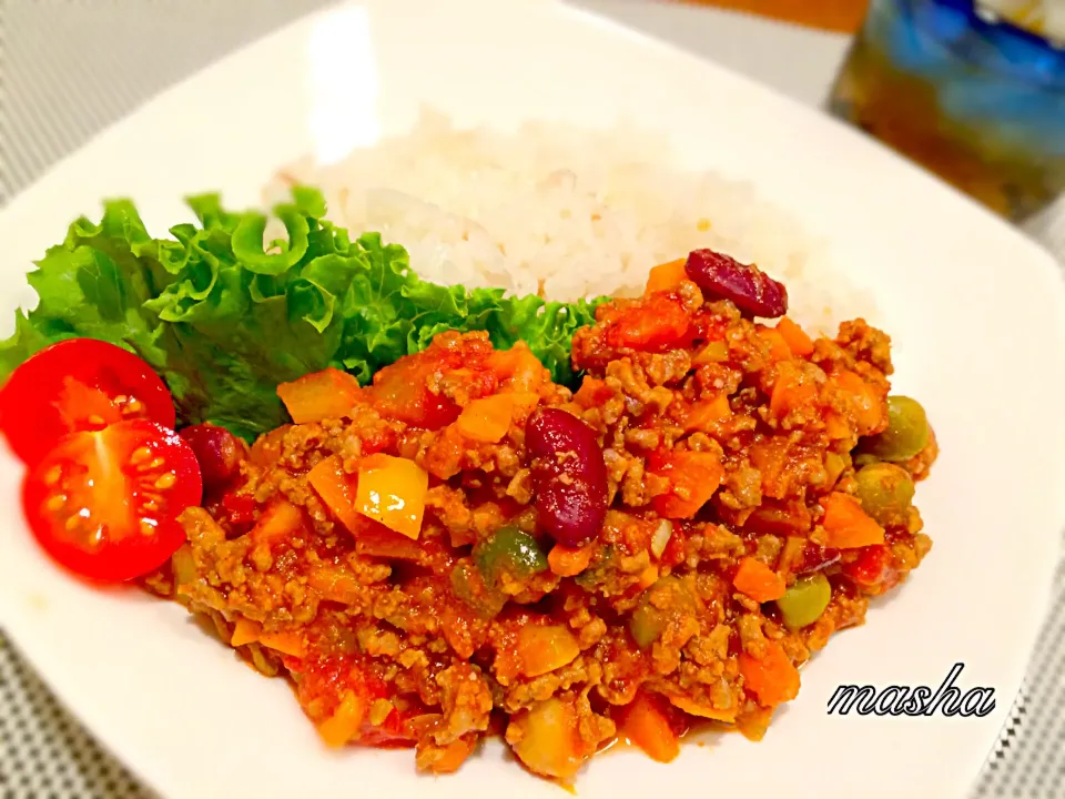 キーマカレー風〜〜野菜大きめ 麦ごはんで|mashaさん