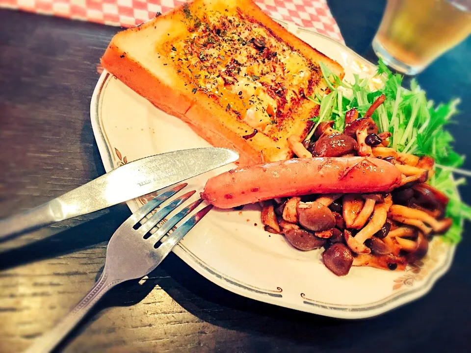 Snapdishの料理写真:朝ごはん🍞きのこハニーマスタード|りかさん