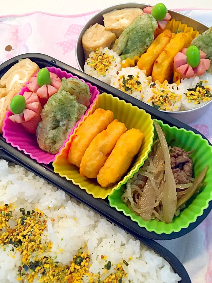 チキンナゲット弁当！きんぴら ちくわ磯辺揚げ 卵焼き ウィンナー|asamisaraさん