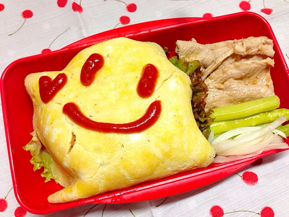 Snapdishの料理写真:ニコニコオムライス弁当(OvO)|伊佐治親（イサ）さん