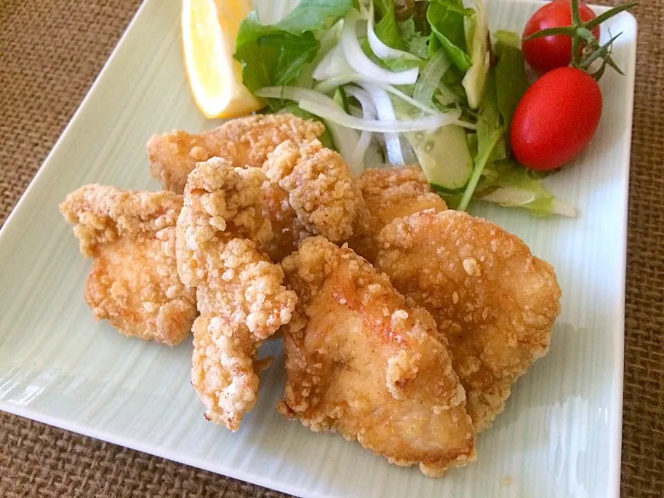 ともさんの料理 感謝☆むね肉の竜田揚げカレー風味|みきおさん