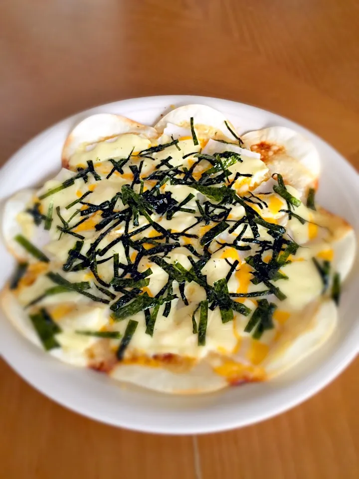 餃子の皮で餅ピザ風海苔バージョン|itoさん