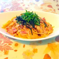 Snapdishの料理写真:きのことベーコンの和風パスタ|sayaaaさん