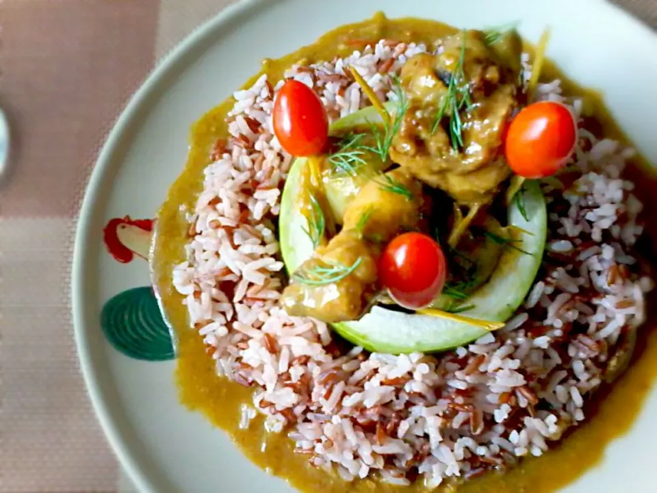 Purple Jasmine rice with Bottle Gourd and Chicken Legs Curry (Kerala Style) ✔|🌼 Pooja's Kitchenette 🌼さん