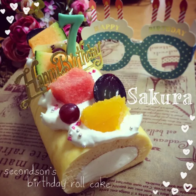 久々の投稿です😅  りずむさんの料理 シフォンロールケーキ✨で緊張のSD復帰💖  今日は次男7歳のバースデー🎉🎉🎉|さくちんさん