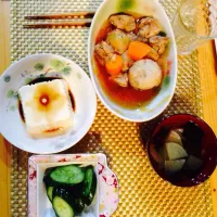 煮付け、胡瓜の酢の物、お吸い物|さゆりさん