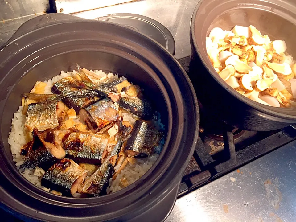 Snapdishの料理写真:秋刀魚土鍋ご飯|炊かれたいオトコ おこん 小栁津さん