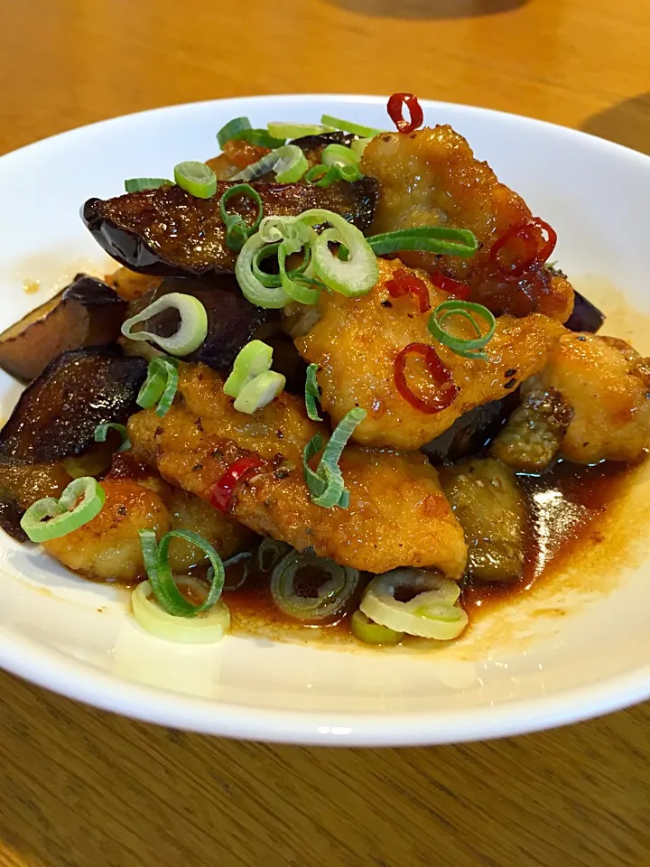 鶏胸肉と茄子の南蛮炒め|まつださんさん