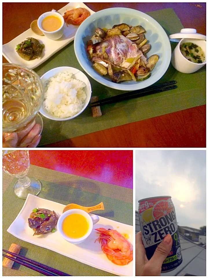 Today's Dinner🍴前菜･真鯛の和風ｱｸｱﾊﾟｯﾂｧ･松茸のお吸い物･白飯･追いかけ納豆💦|🌈Ami🍻さん