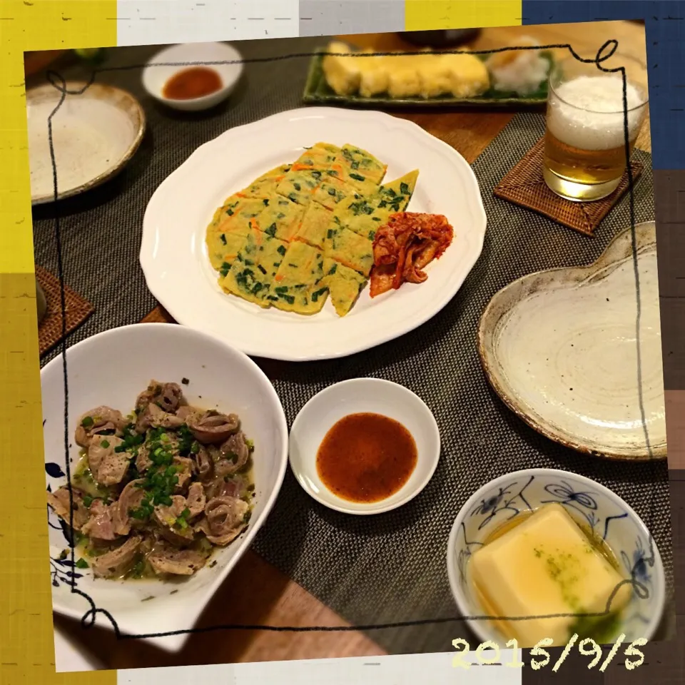 Snapdishの料理写真:チヂミ
だし巻き卵
砂肝のネギ塩レモン
たまご豆腐|𓇼 Ⓢ Ⓗ Ⓘ Ⓝ Ⓞ Ⓑ Ⓤ 𓇼さん