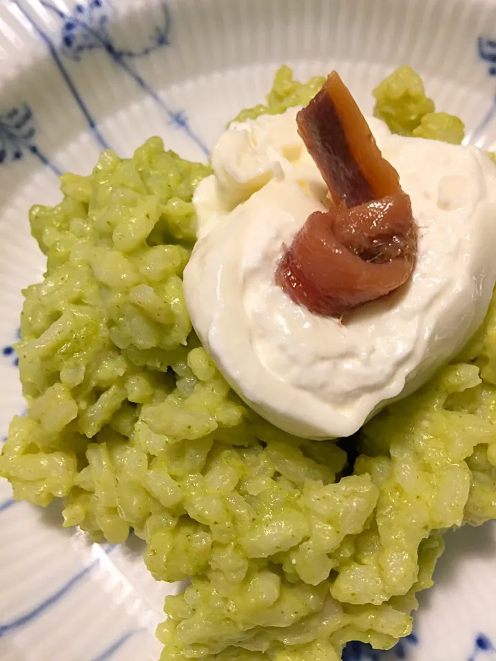 Broccoli Risotto with fresh cheese & anchovy|jamieさん