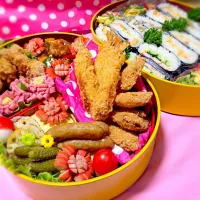 Snapdishの料理写真:雨で延期なっちゃったけど！運動会お弁当(*_*)|chikaroさん