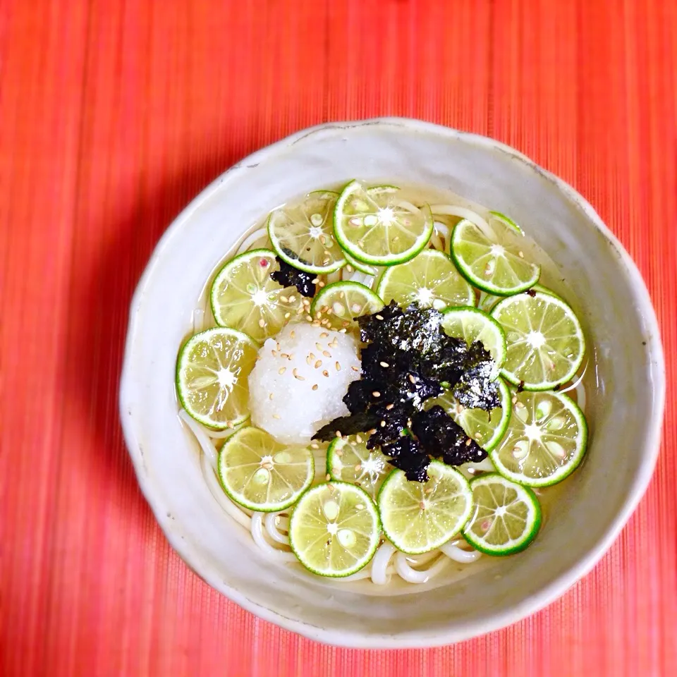 おろし酢橘うどん  揖保の糸手延べうどん|kctreeさん