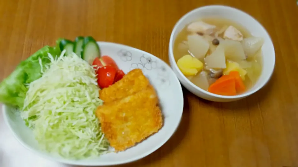 豆腐かつ&ゴロゴロ野菜スープ|あぁちゃんさん