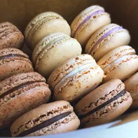 Macaroons 
Hazelnut praline , blueberry , salted caramel , Almond, Pistachios , Chocolate ganache, Coffee.|Kesiah Joy Abadさん