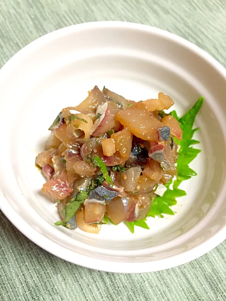 釣ったアジでなめろう|iworksさん