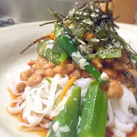 オクラと湯葉、納豆のおからこんにゃく麺♪|塚本直美さん