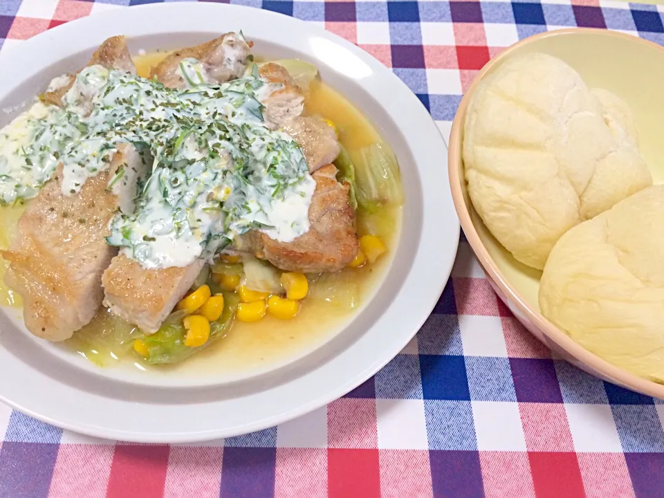 豚ロースのハーブヨーグルトソースがけ  Herb yogurt source of pork|Hiroさん