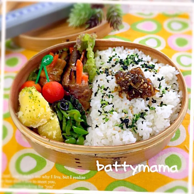 なすびの肉巻き弁当〜♡battymamaの節約しても美味しいお弁当♡|ばってぃーまま＠♪さん