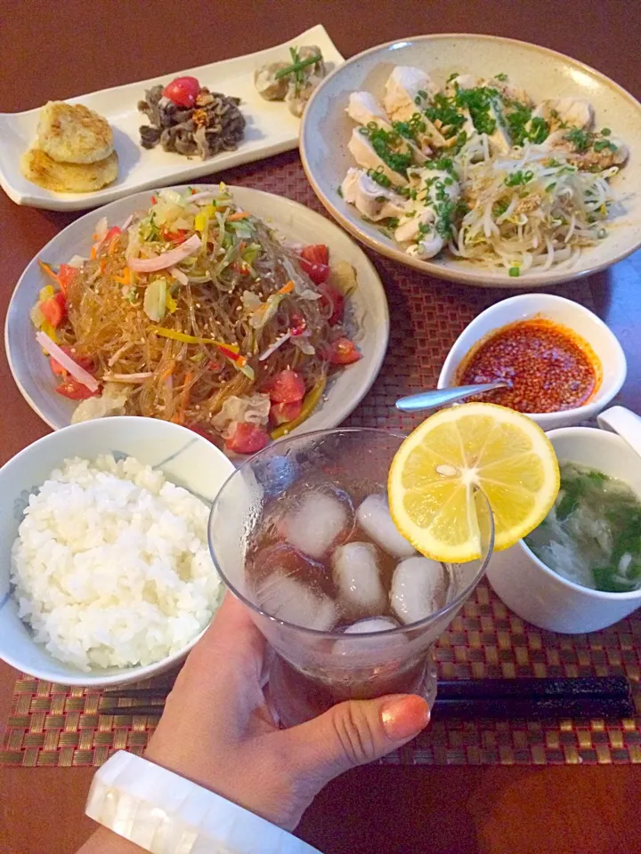 Snapdishの料理写真:Today's Chinese Dinner🍴前菜･涼拌五絲･口水鶏･冰糖银耳|🌈Ami🍻さん