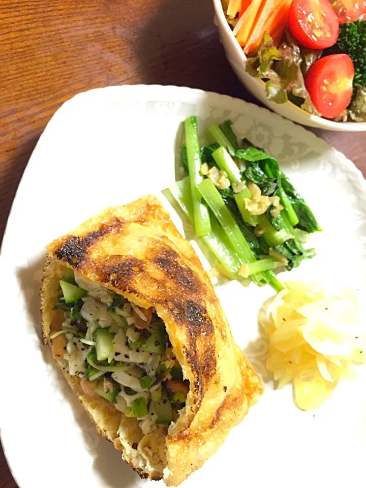 野菜たっぷり揚げはさみとサラダ⭐️低カロリー減塩食|旨辛ろ〜もん 無添加・手作りラー油さん