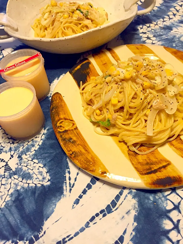 今日の晩ご飯はツナ&キャベツのクリーム醤油パスタ(*´﹃｀*)|さくたえさん