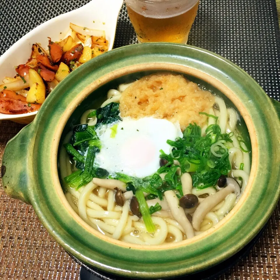 鍋焼きうどんとジャーマンポテト|さちさん