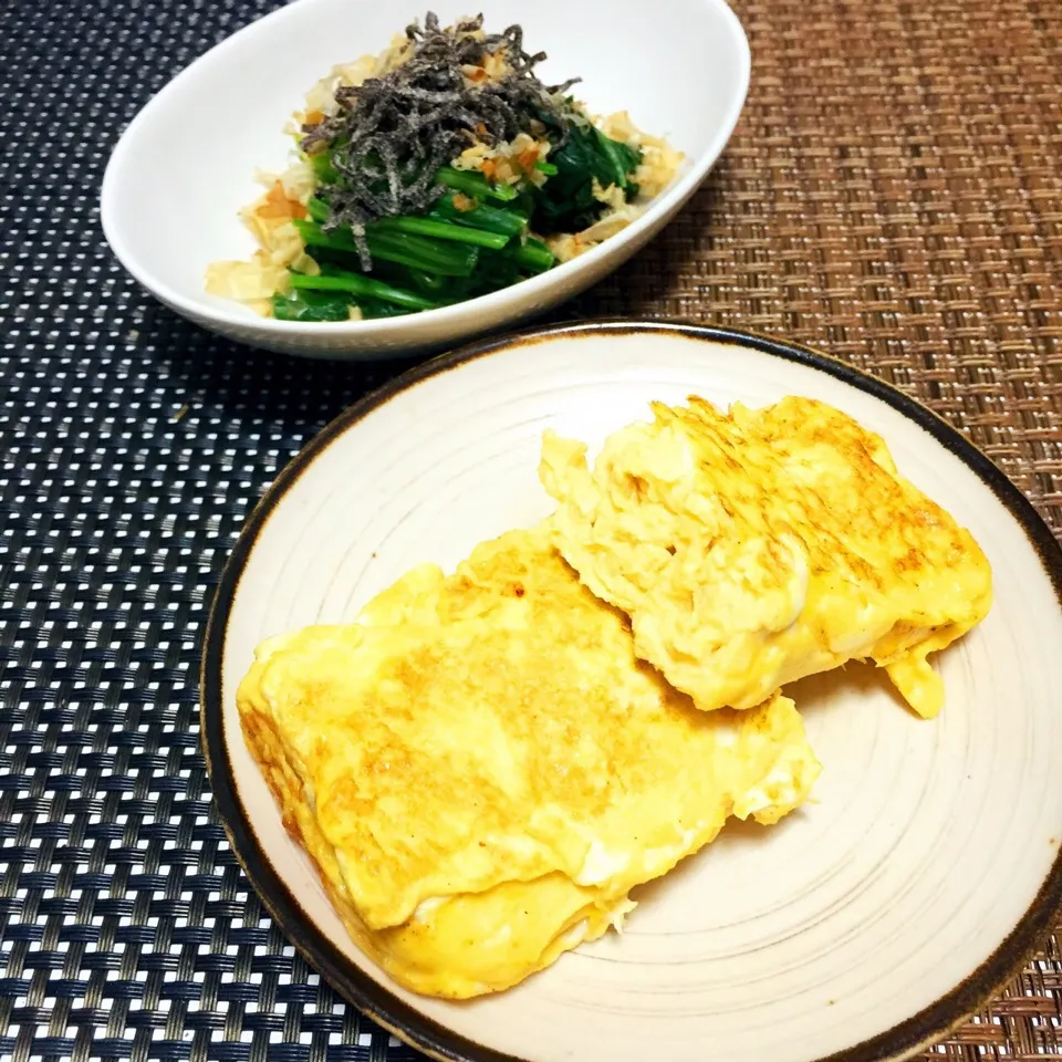 卵焼きとほうれん草塩昆布のせ|さちさん