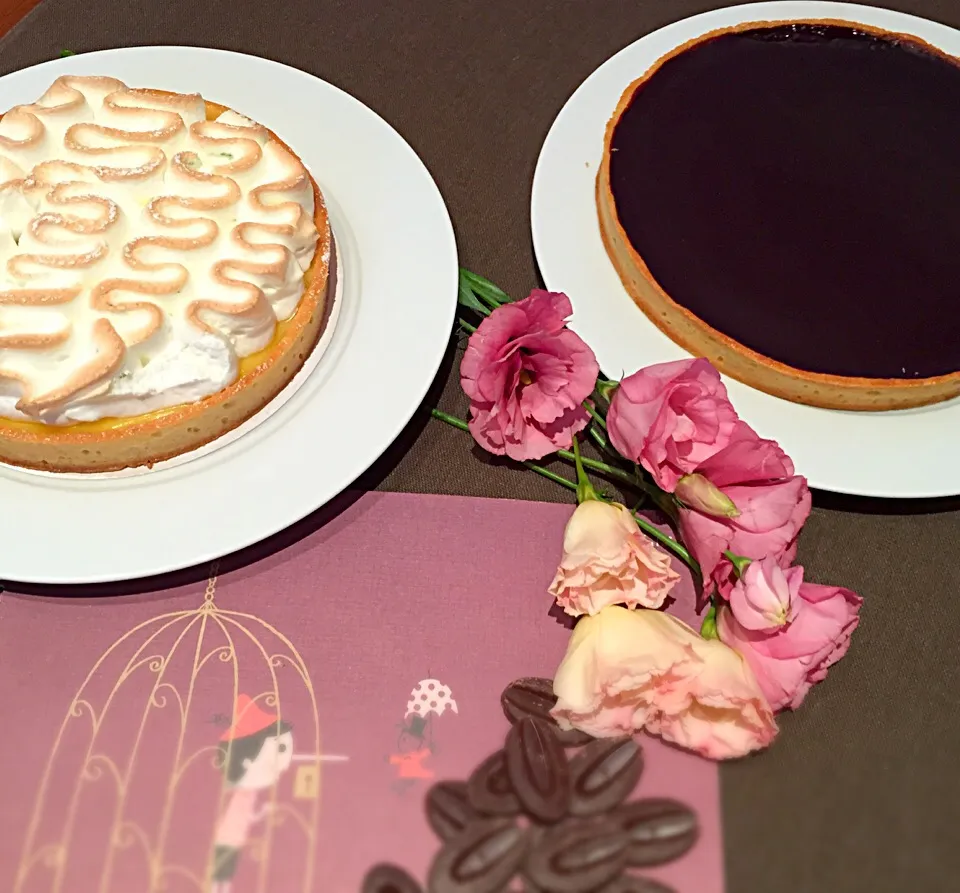 tarte au citron meringué and chocolat tart|Lauraさん