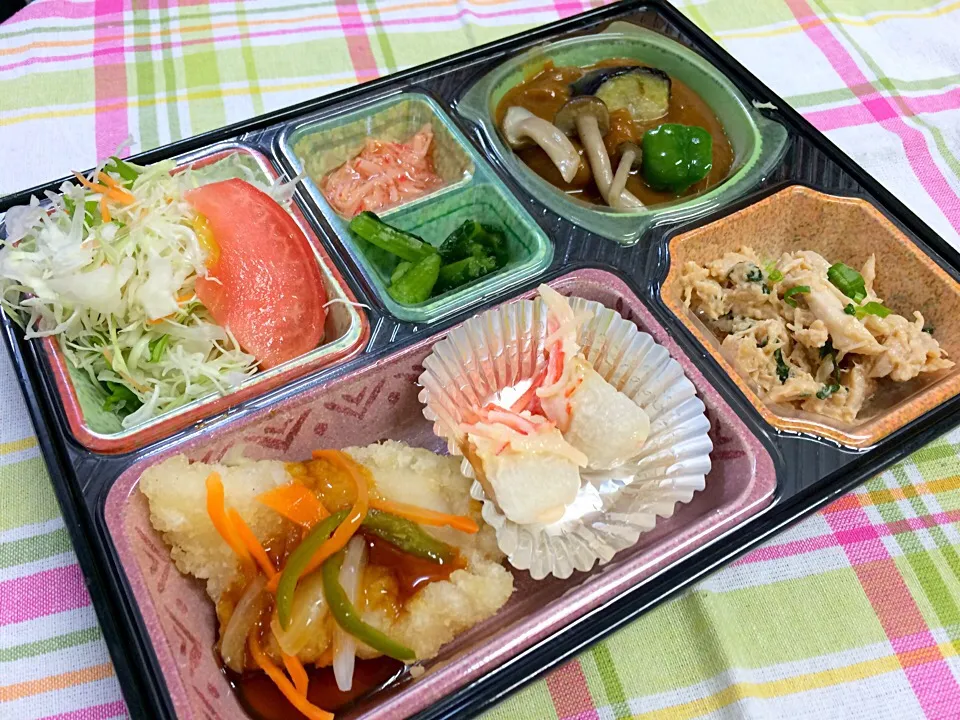 Snapdishの料理写真:野菜いっぱいスープカレー 日替わり弁当 豊川市宅配|Naokazu Kuritaさん