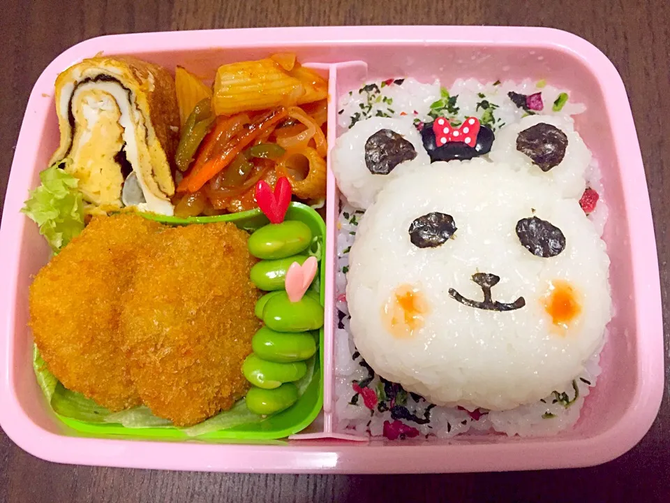 ぷっくりパンダ弁当|3人の姫のためにさん