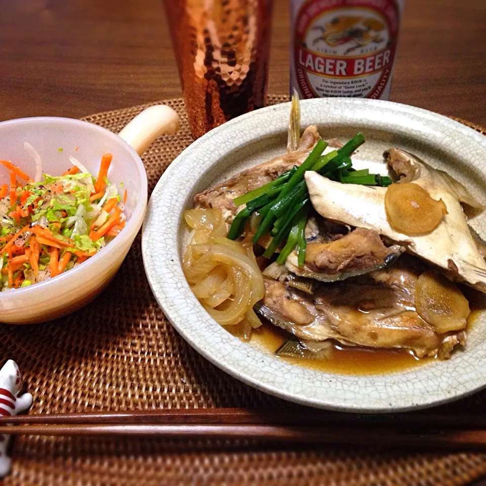 ハマチのカマ煮付けとサラダで節約アテごはん(=ﾟωﾟ)ﾉ🍺|nao子さん