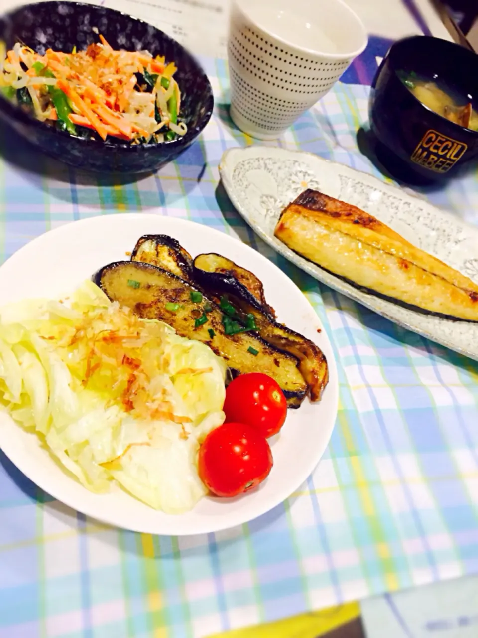 Snapdishの料理写真:塩サバとナスの生姜焼き定食|ゆうこさん