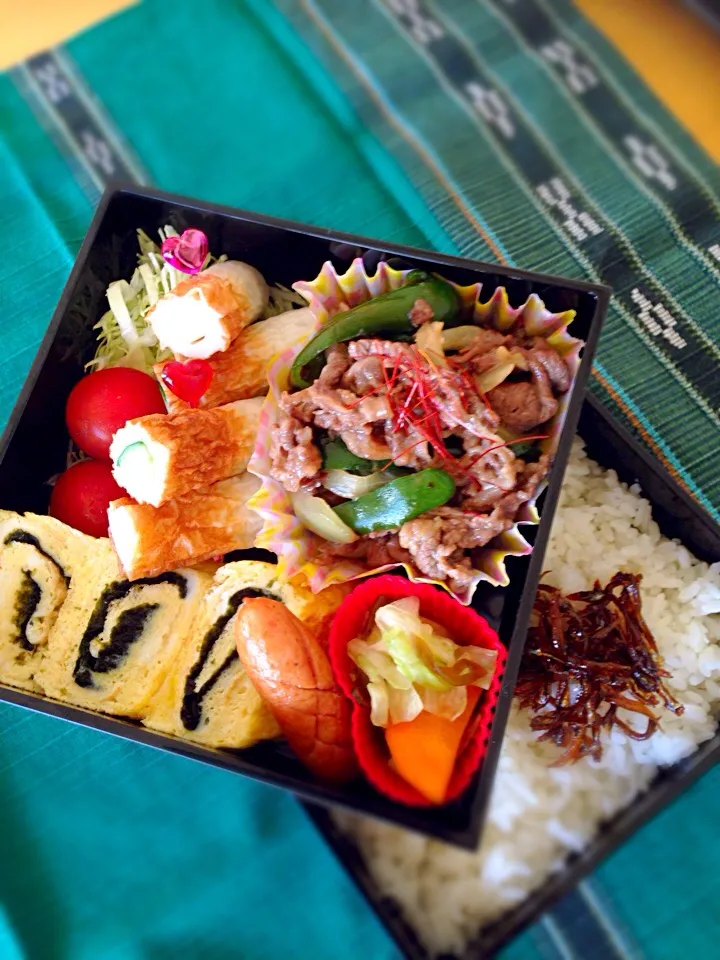 牛肉のオイスターソース炒め弁当|愛ママさん