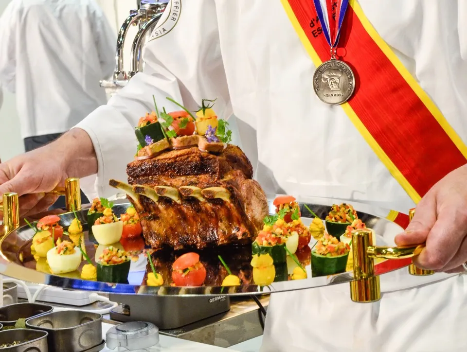 Roasted Veal chop brunoise of vegetables.|chef louisさん