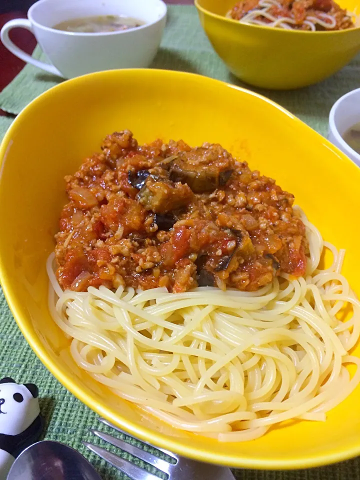 茄子と挽肉のボロネーゼ風パスタ|Hiropanさん