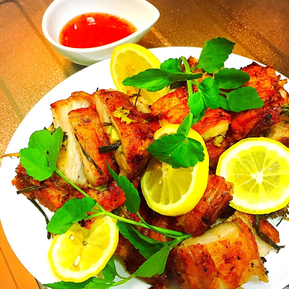 Snapdishの料理写真:Lechon Liempo ( roasted pork belly )|Laarni Nabongさん