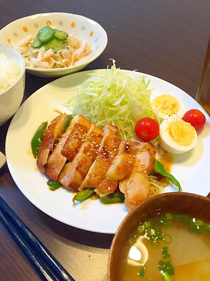 照り焼きチキンの晩ご飯|mikaさん