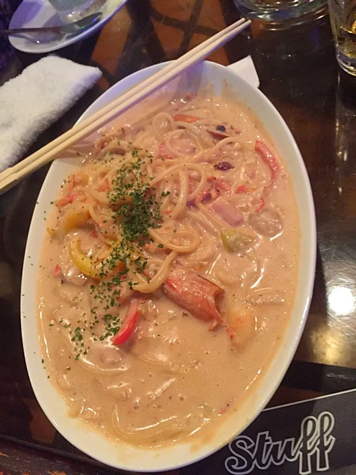 Shrimp cream sauce spaghetti|carla santiagoさん